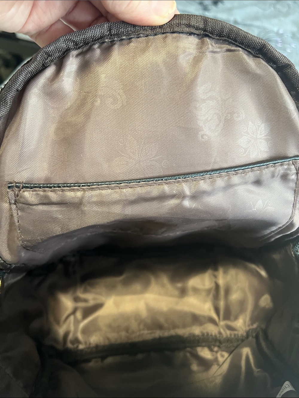 Black Mini Backpack with Gold Teddy Accent - Picture 9 of 12